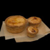 Traditional pork pie in three sizes